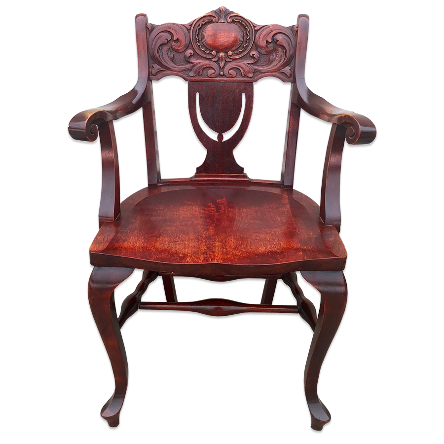 Antique Victorian Heavily Carved Walnut Accent Chair