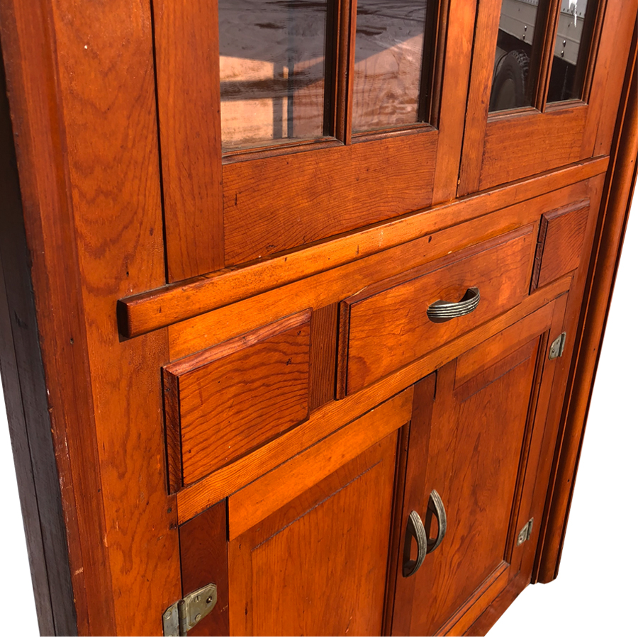 Antique Farmhouse Pine Corner Cabinet with Glass Doors ...