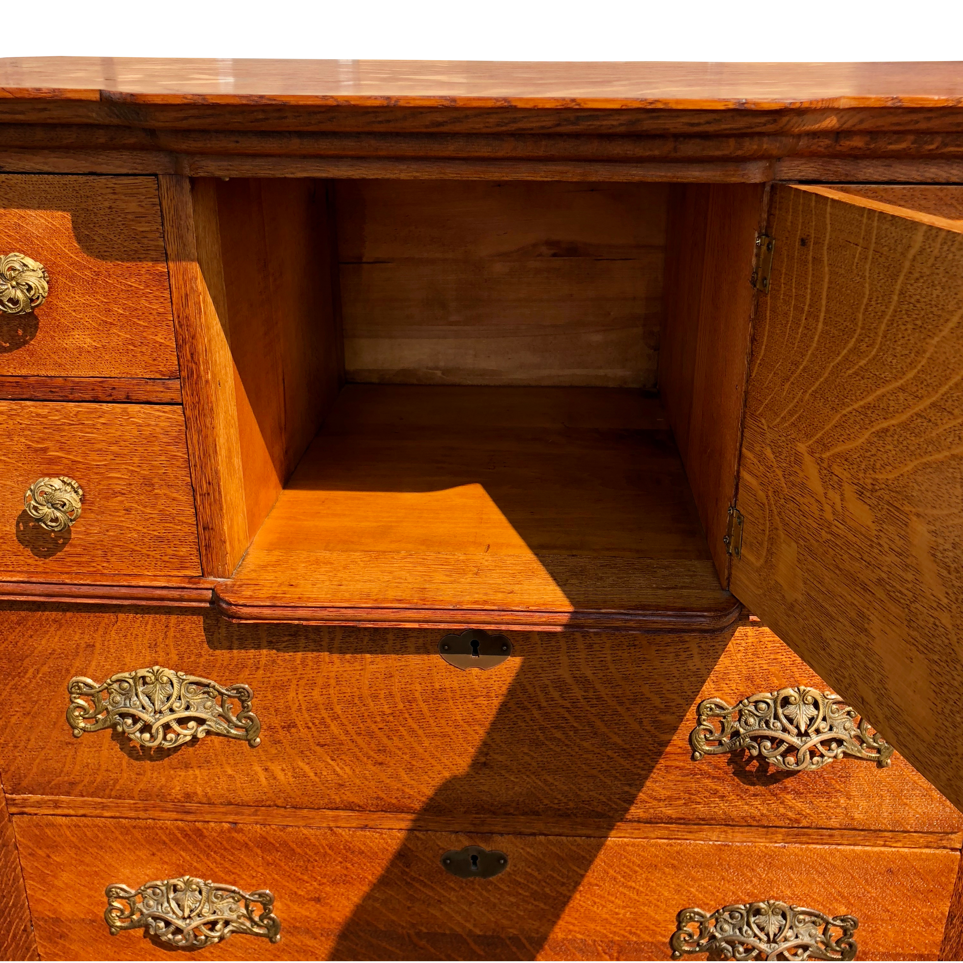 Antique Quartered Oak Chest of Drawers Farmhouse Dresser