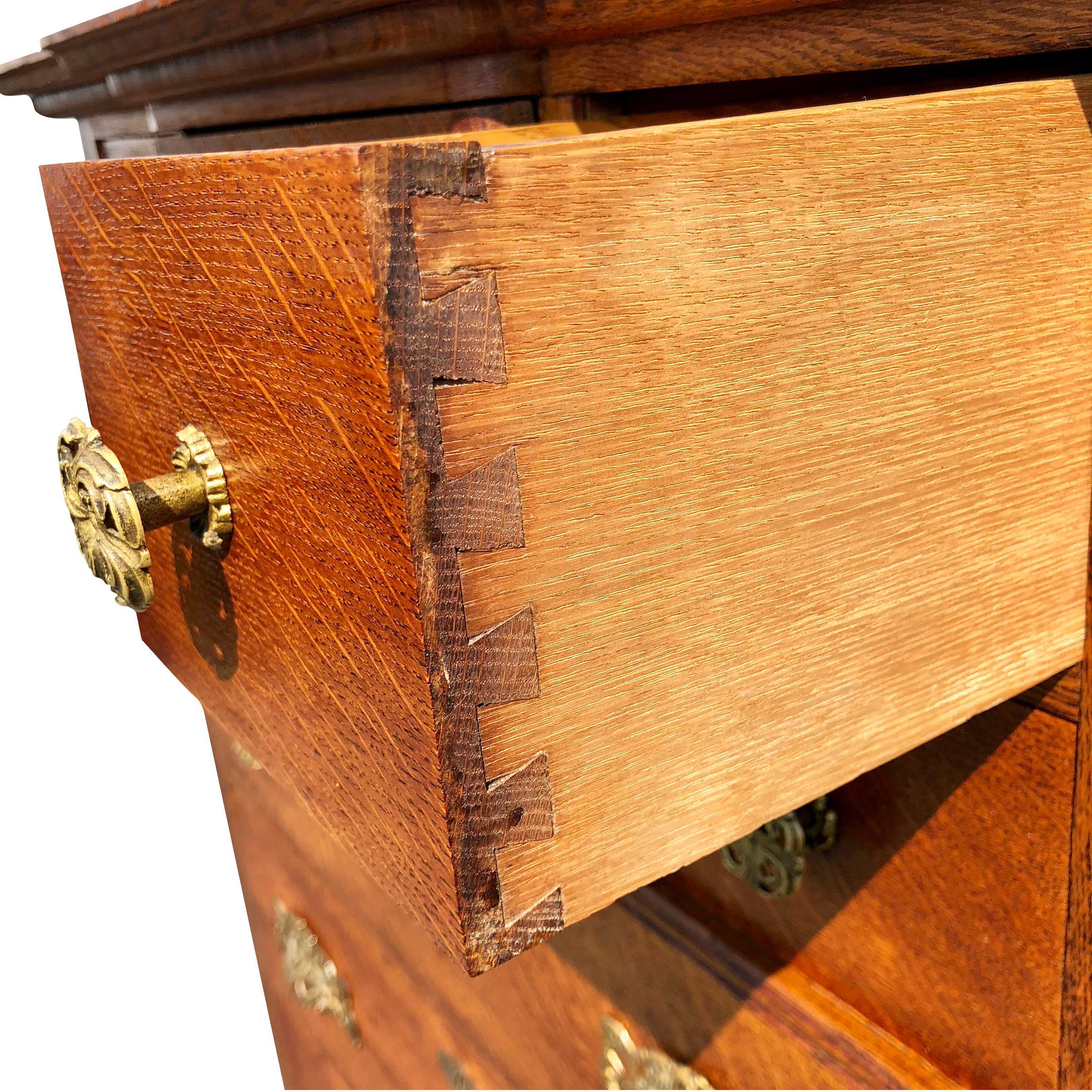 Antique Quartered Oak Chest of Drawers Farmhouse Dresser