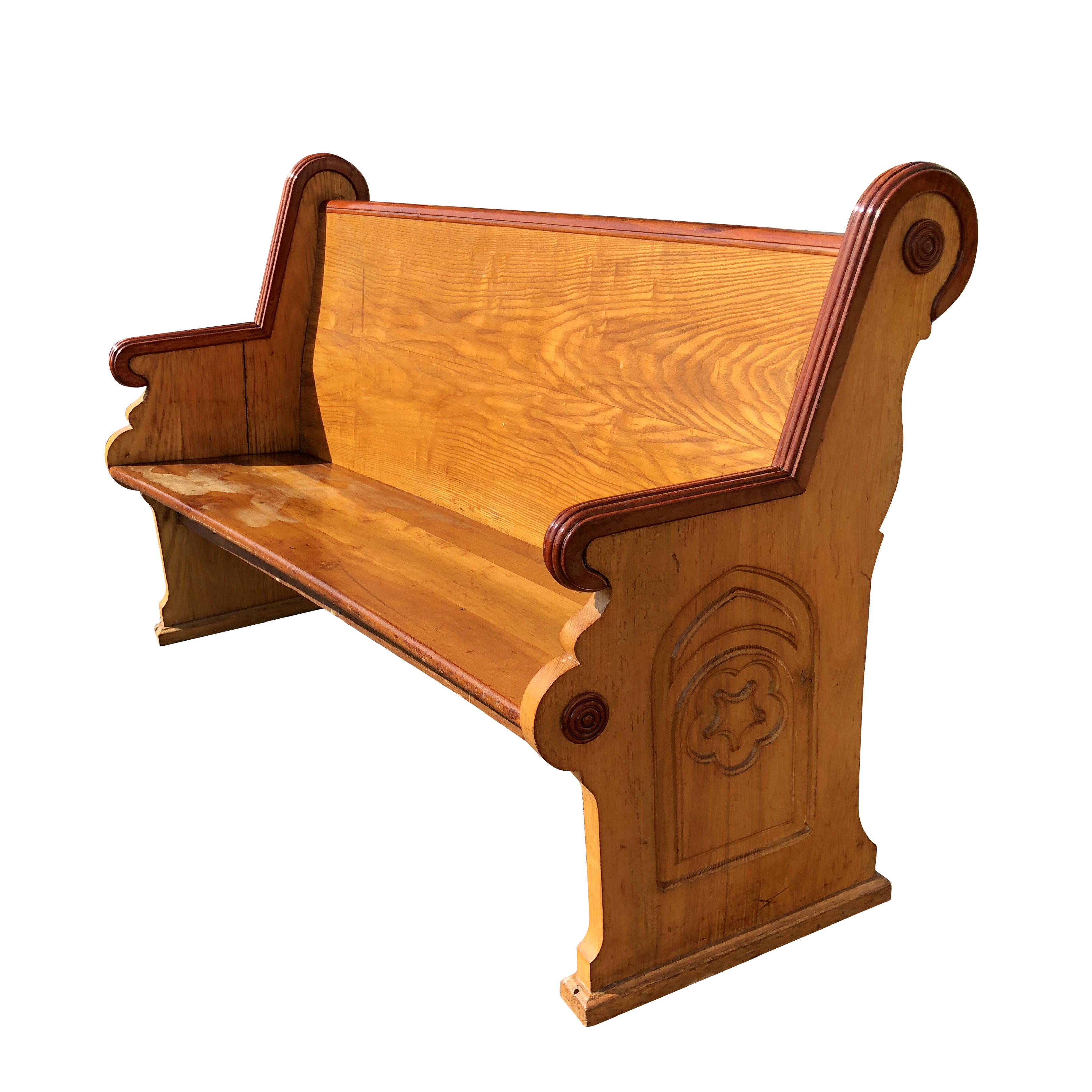 Antique Carved Gothic Victorian Church Pew Bench - Scranton Antiques