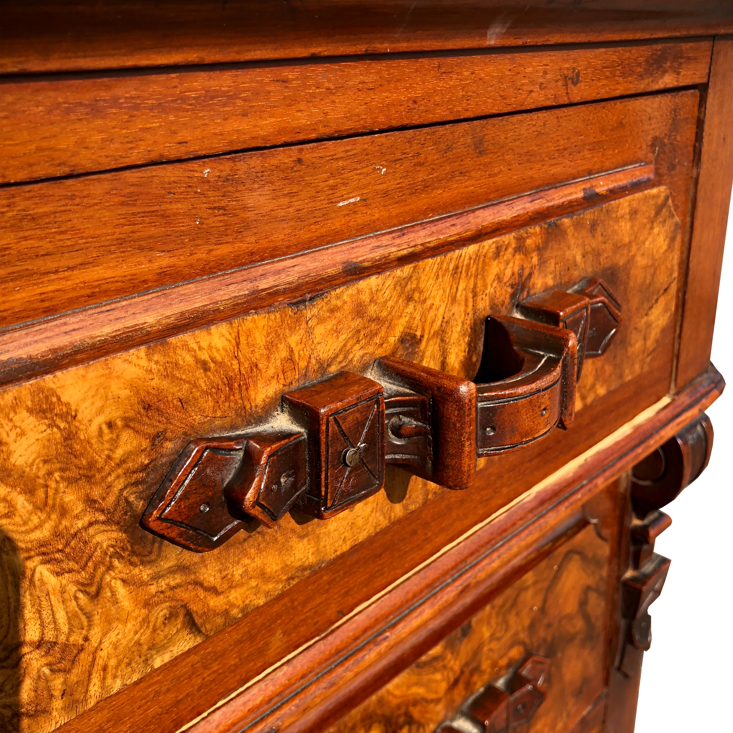 Antique Eastlake Victorian Heavily Carved Walnut Mirrored Dresser with ...