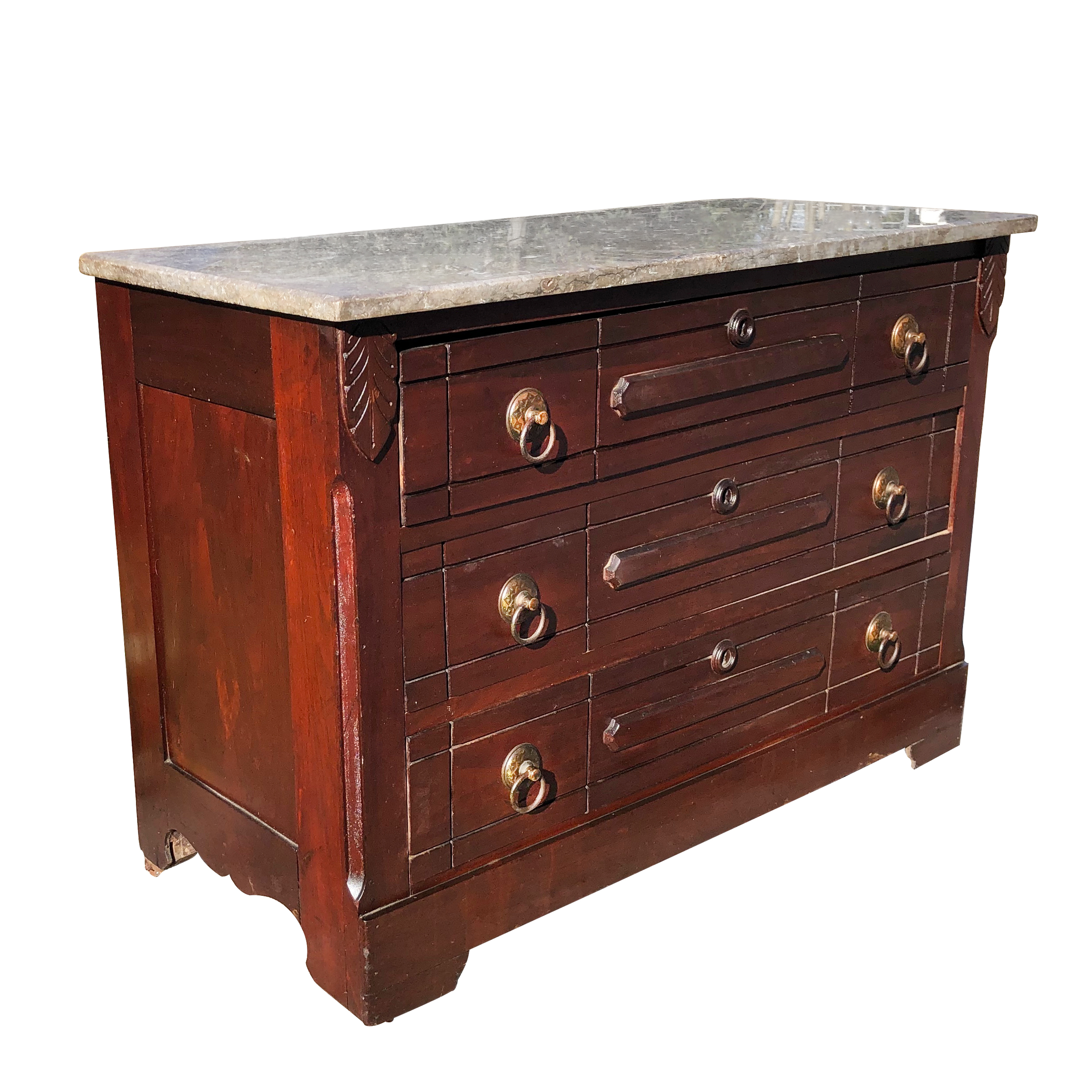 Antique Farmhouse Country Eastlake Victorian Marble Top Walnut Dresser ...