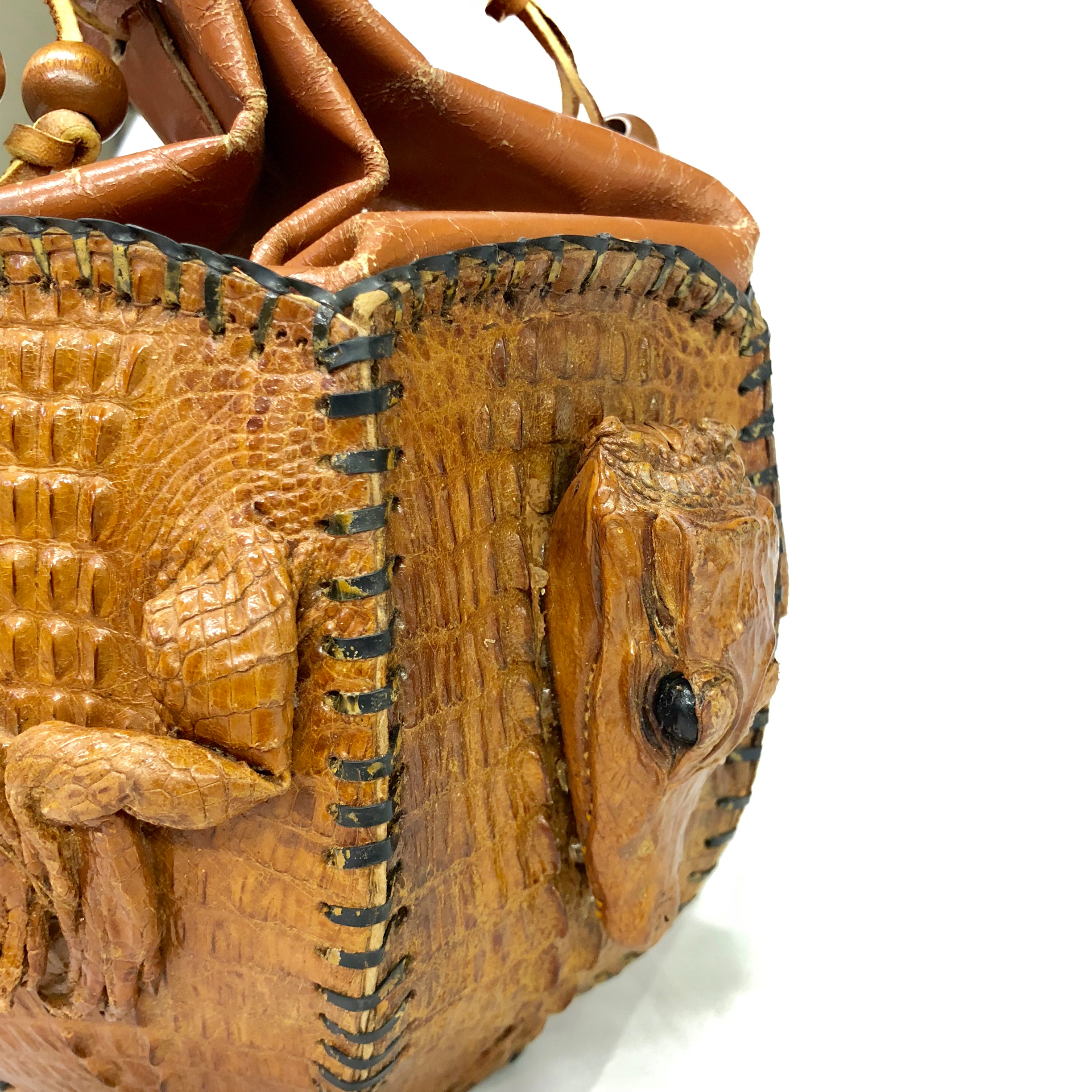 Vintage Cuban Alligator Head Leather Satchel Bag Purse  Scranton Antiques