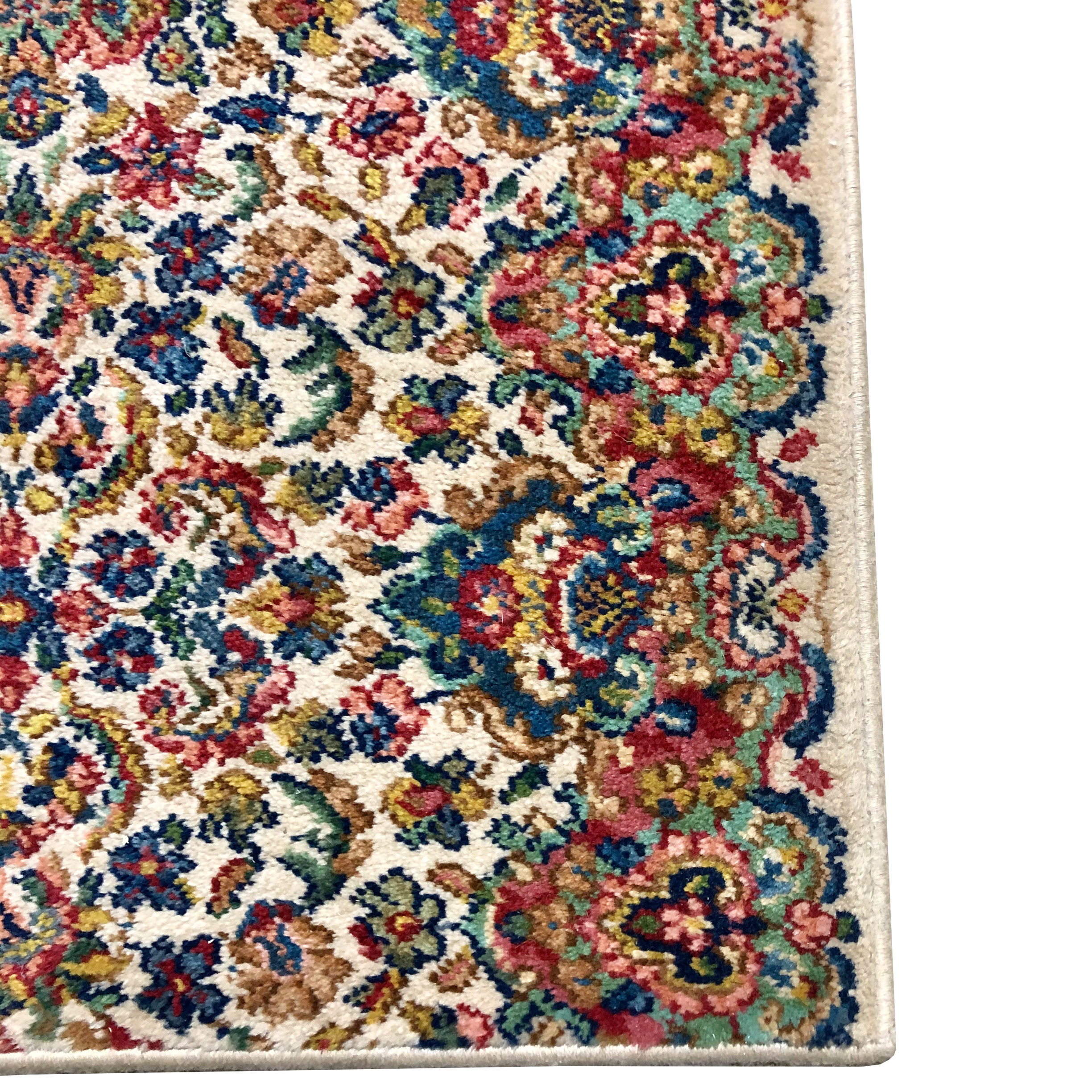 Vintage Karastan Ivory Floral Kirman Wool Area Rug (4x2) - Scranton