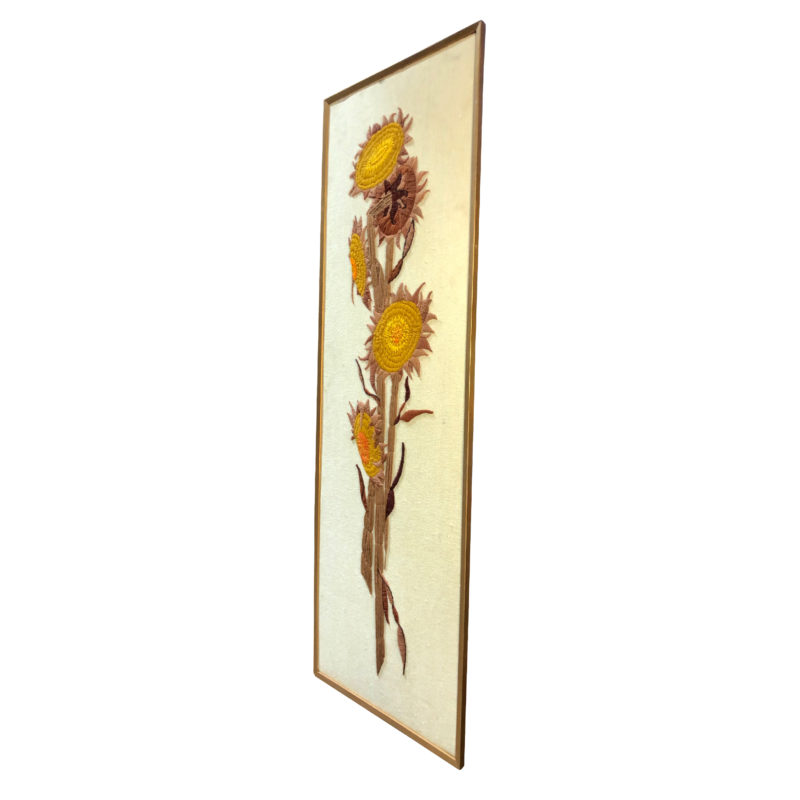 Mid Century Modern Crewel Embroidery Needlepoint Sun Flower Wall Art ...