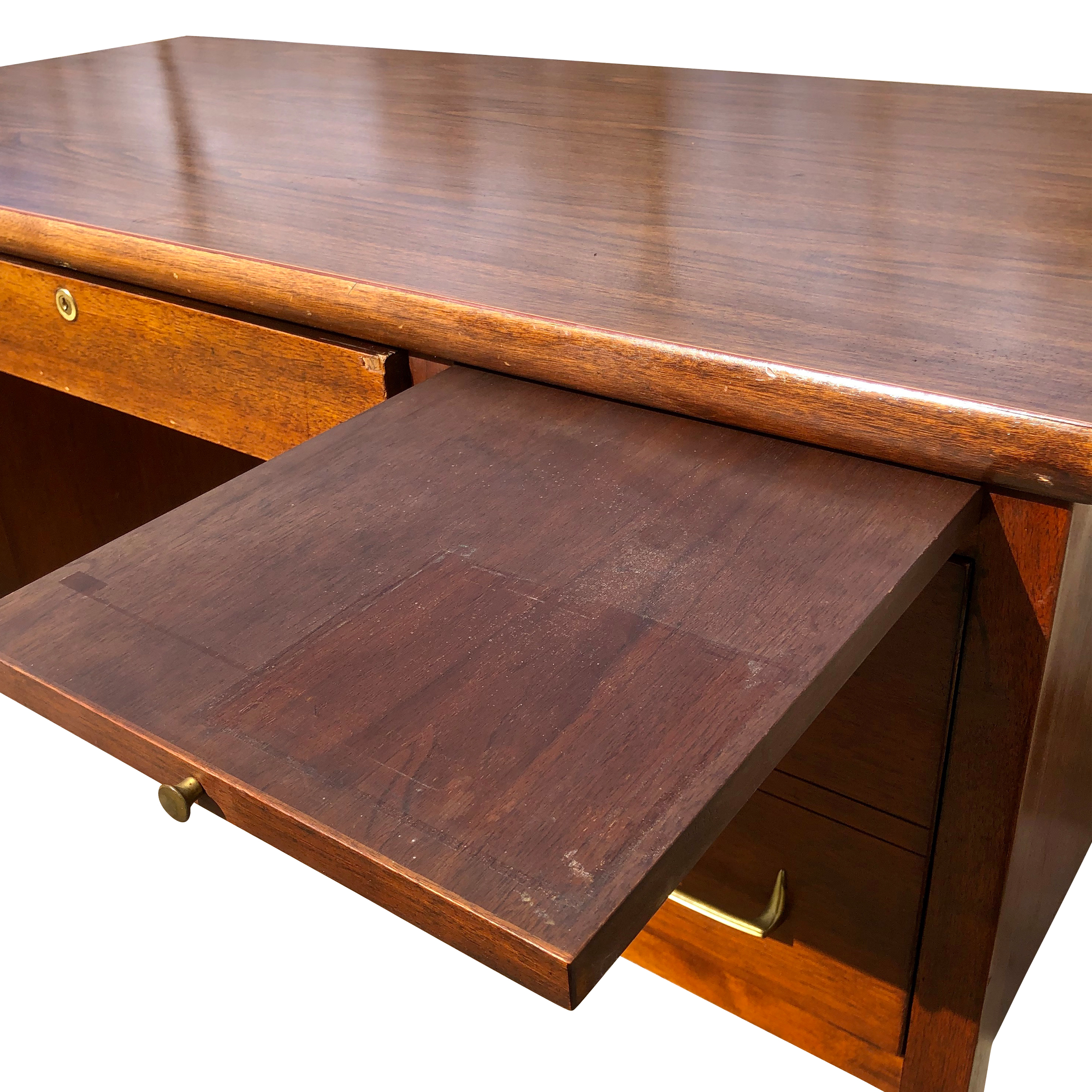 Mid Century Modern Walnut Executives Office Desk by Shelbyville