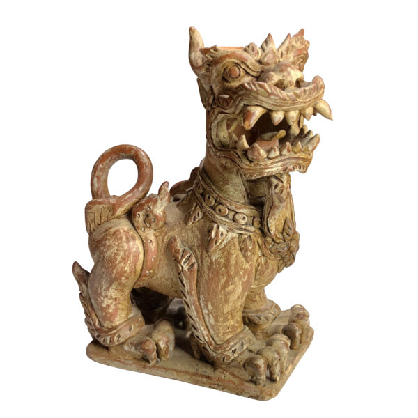 Vintage Terracotta Indonesian Temple Foo Dog Statue - Scranton Antiques