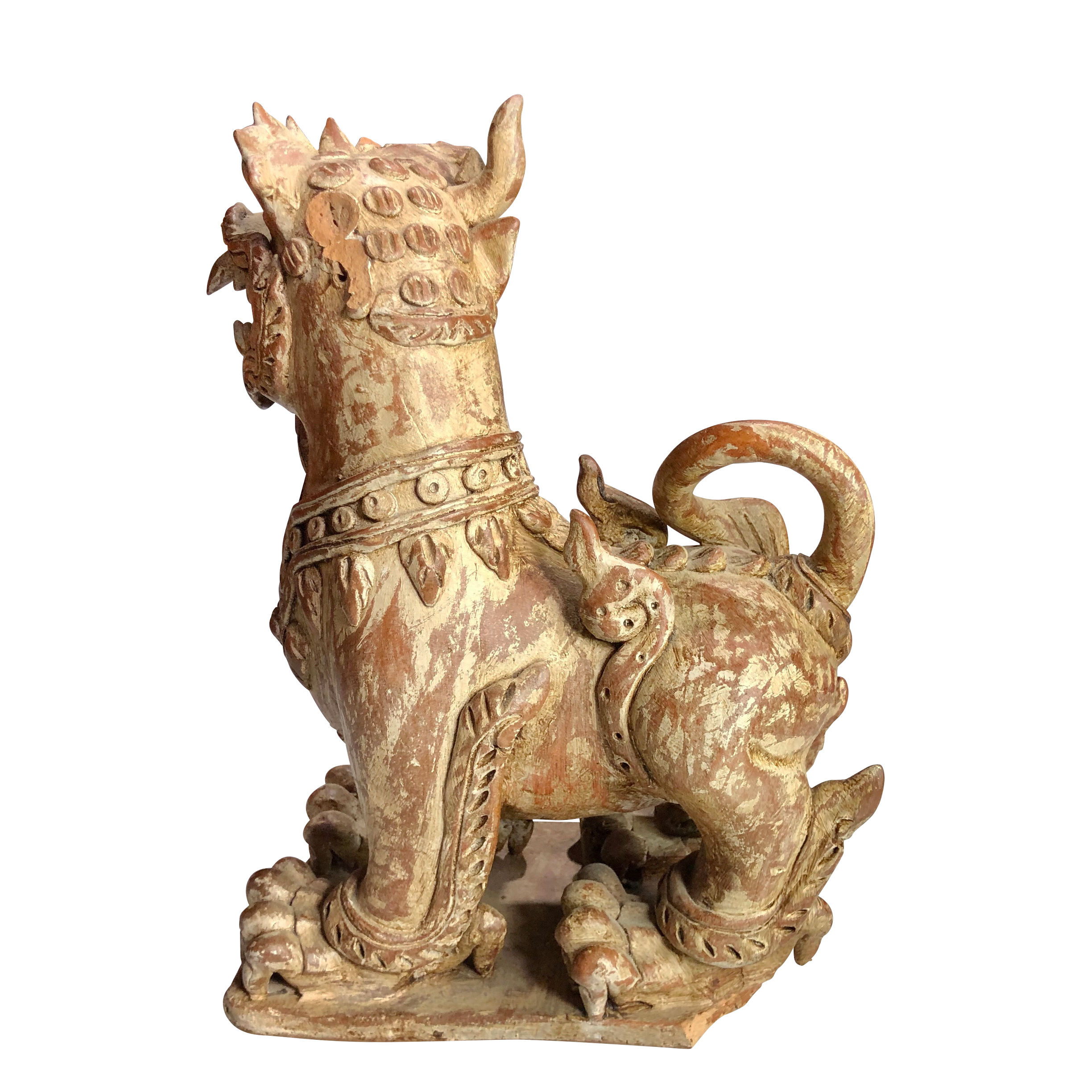 Vintage Terracotta Indonesian Temple Foo Dog Statue - Scranton Antiques