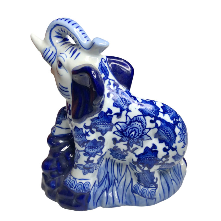 blue porcelain elephant