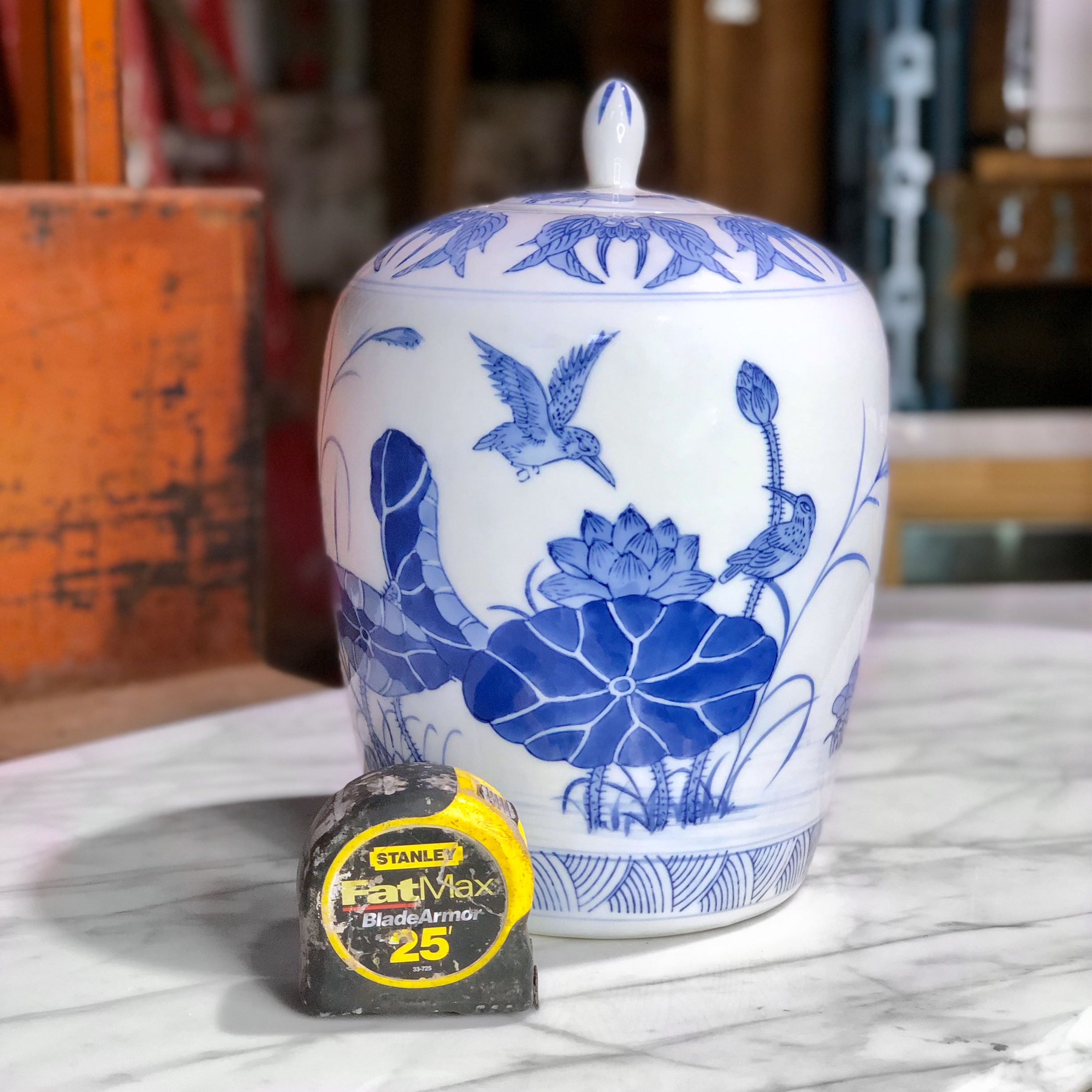 Vintage Chinese Blue & White Porcelain Floral Bird Motif Ginger Jar ...
