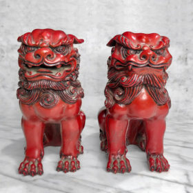 red resin foo dogs