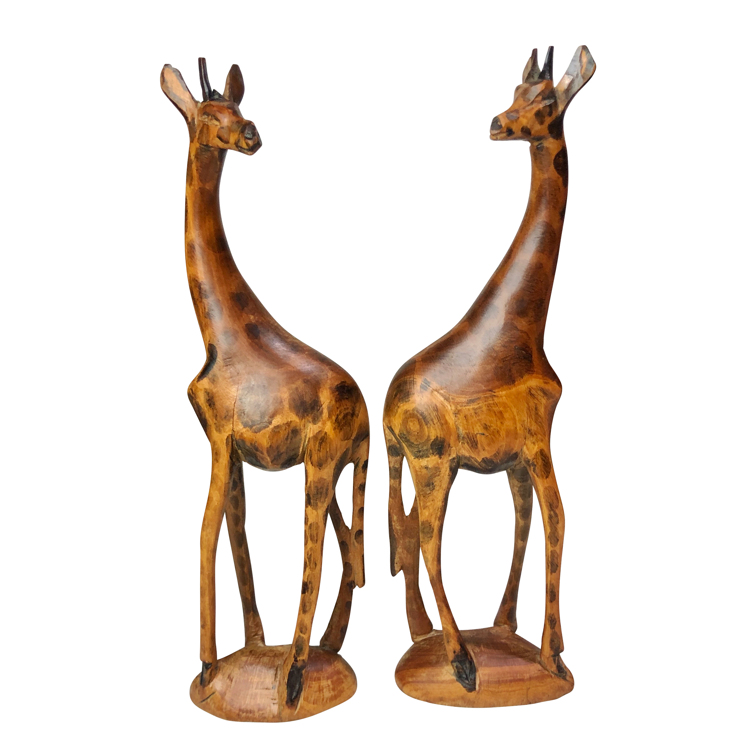 Vintage Pair of African Cared Wood Giraffe Statue Figures - Scranton ...