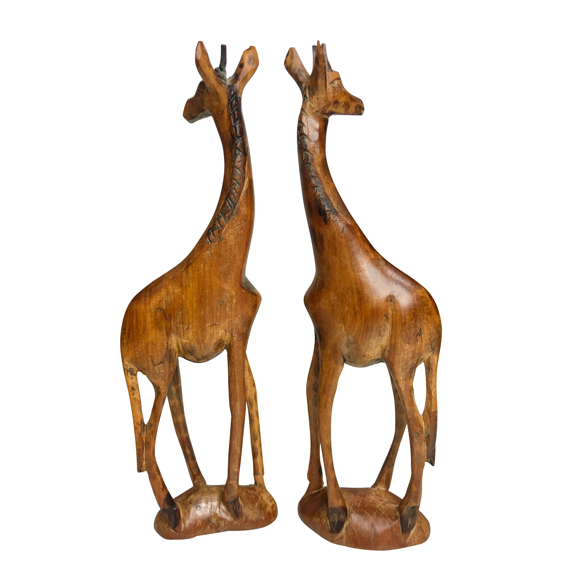 Vintage Pair of African Cared Wood Giraffe Statue Figures - Scranton ...