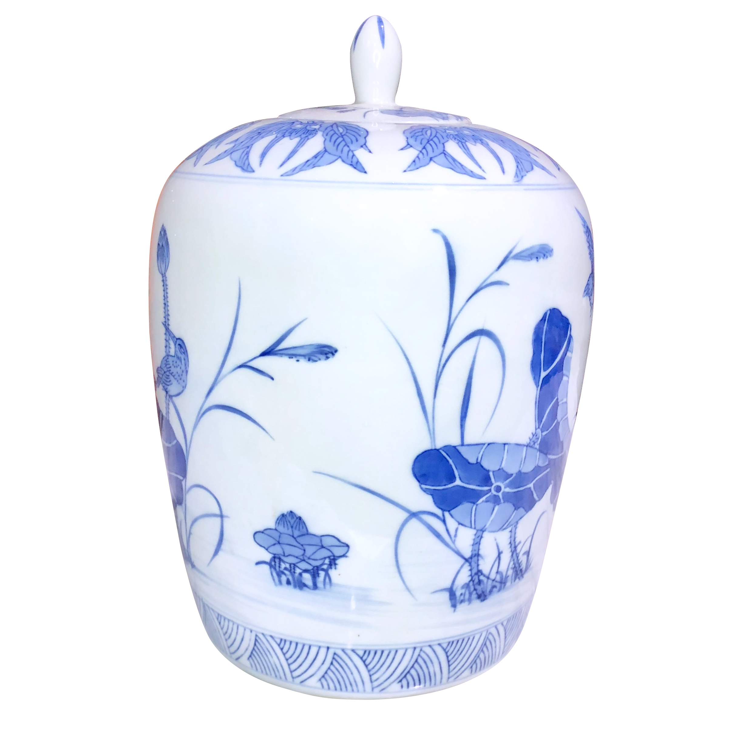 Vintage Chinese Blue & White Porcelain Floral Bird Motif Ginger Jar ...
