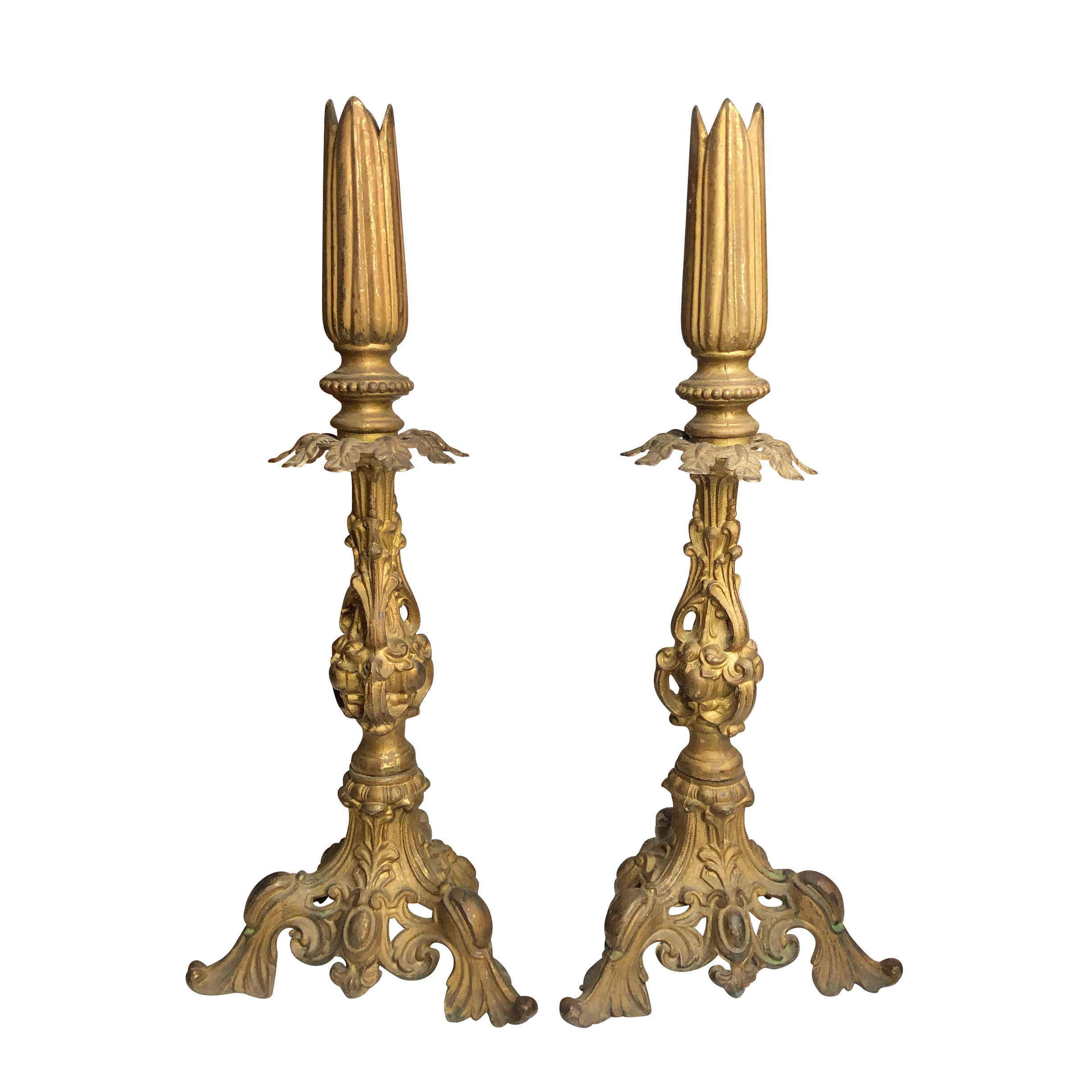 Antique Large French Rococo Ornate Candlestick Holders A Pair Scranton Antiques