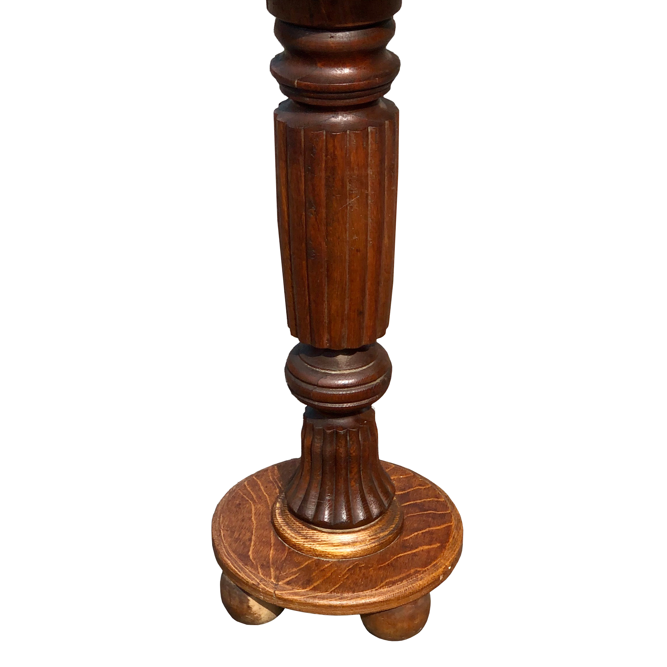 Antique Victorian Quartersawn Oak Carved Plant Stand Pedestal