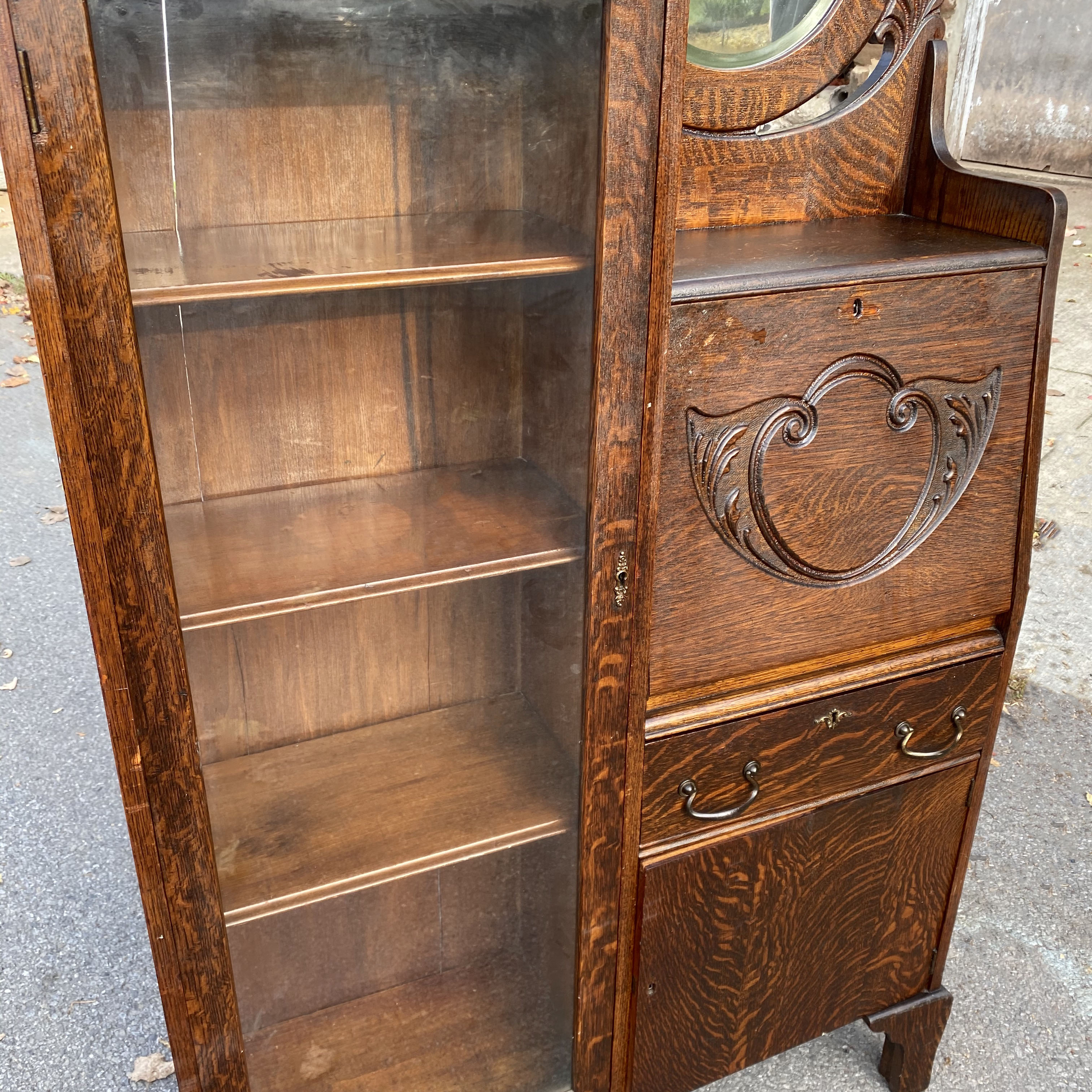 Antique Victorian Quartersawn Oak Side By Side Bookcase Secretary By Larkin Scranton Antiques 3279