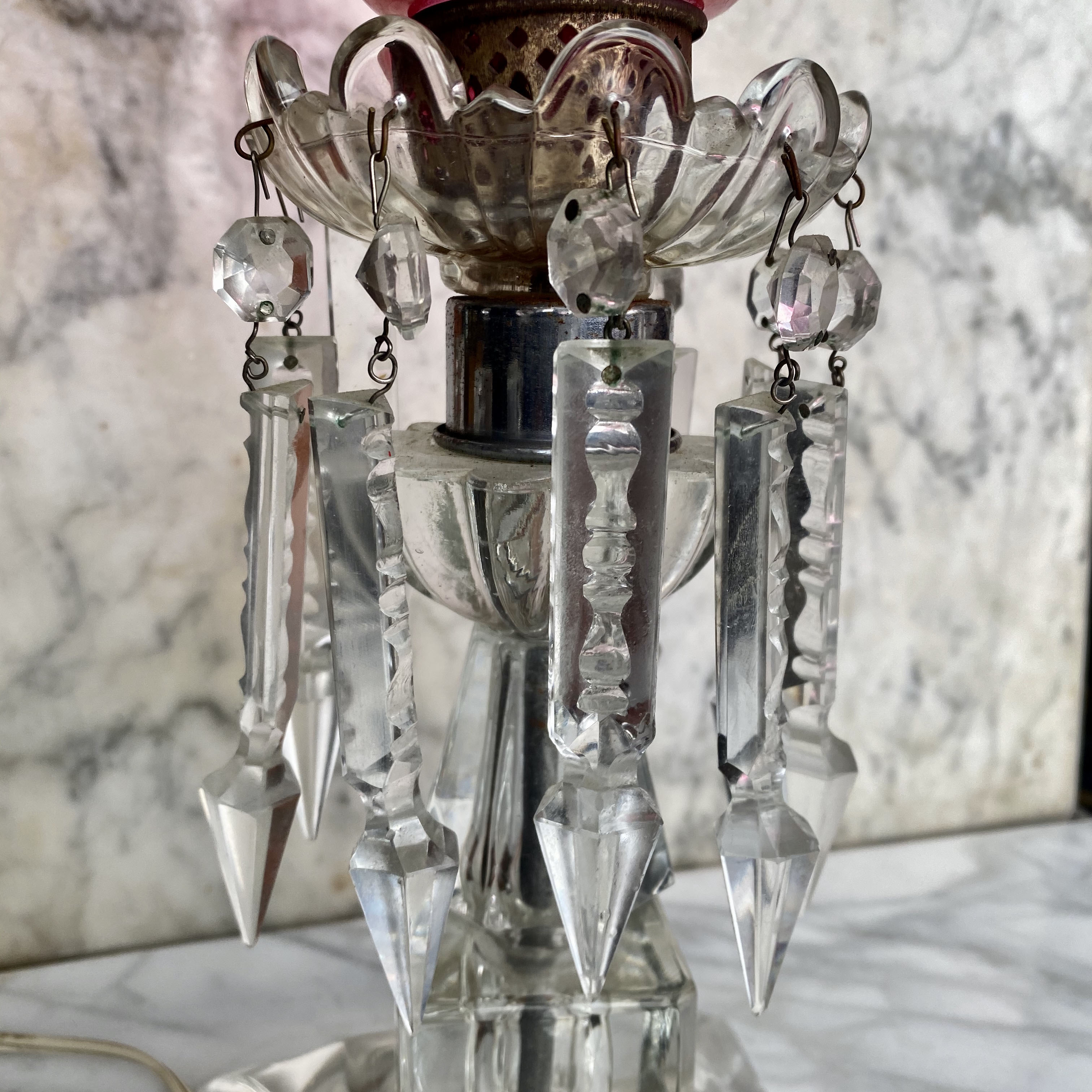 Antique Bohemian Czech Crystal Prism Mantle Lamps - A Pair - Scranton ...