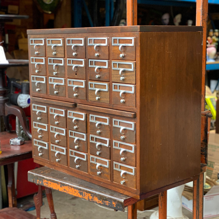 Antique library card catalogue cabinet