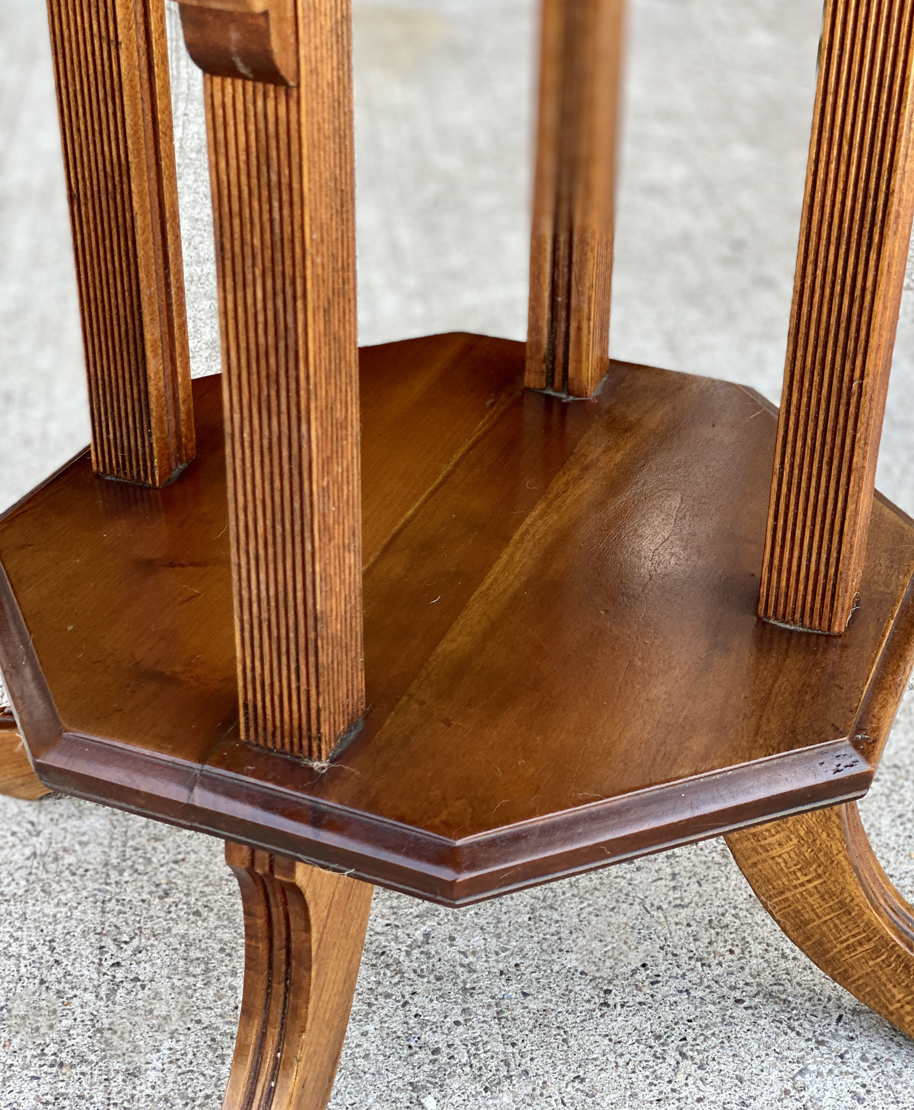 Antique Farmhouse Victorian Carved Maple Octagon Top End Table ...