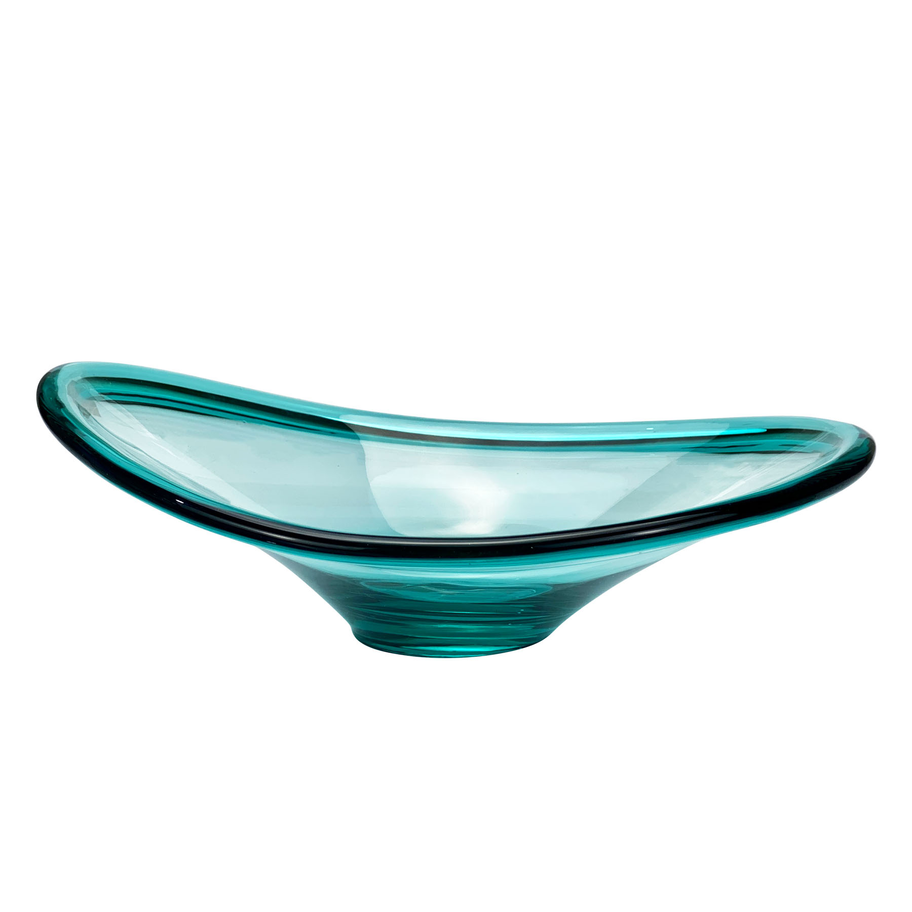 MidCentury Viking Sculpted Art Glass Turquoise Centerpiece Bowl