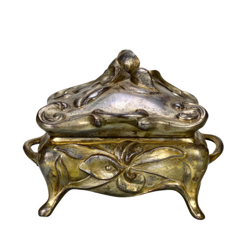 Vintage Jewelry Box Antique Victorian Art Nouveau Metal Floral Casket  Trinket