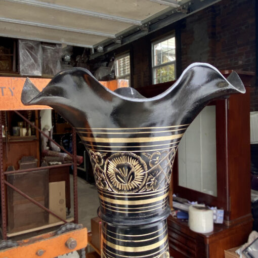 Vintage Large 3ft Etched Brass Black Lacquered India Floor Vase - Scranton  Antiques