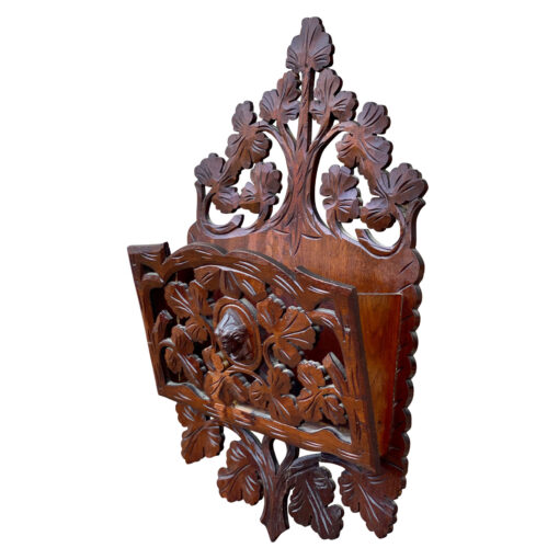 Antique Victorian Carved Walnut Foliage Wall Hanging Mail Letter Holder ...