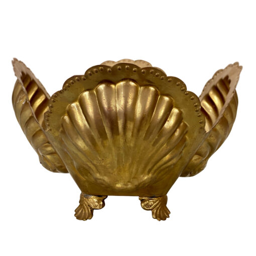 Vintage Hollywood Regency Brass Clam Shell Centerpiece Footed Bowl