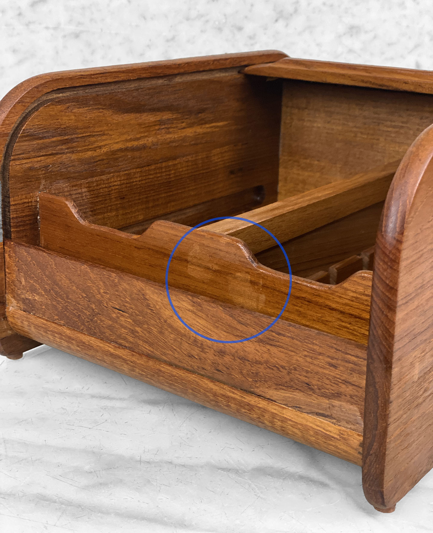 Teak-Tech Teak Tambour Roll Top Wood Storage Box Desk Organizer – Olde  Kitchen & Home