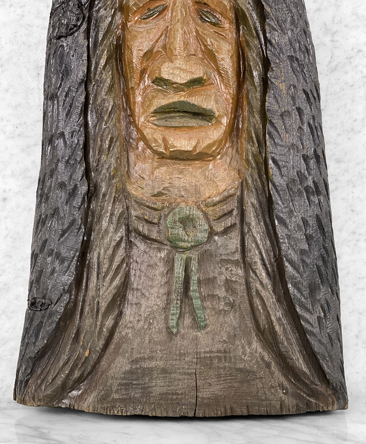 WOOD CARVED PICTURE  Spirit of the native American Warrior.