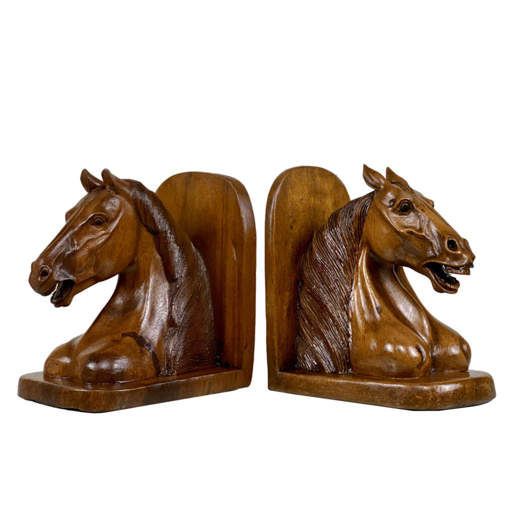 Vintage Traditional Walnut Horse Head Library Bookends – A Pair ...