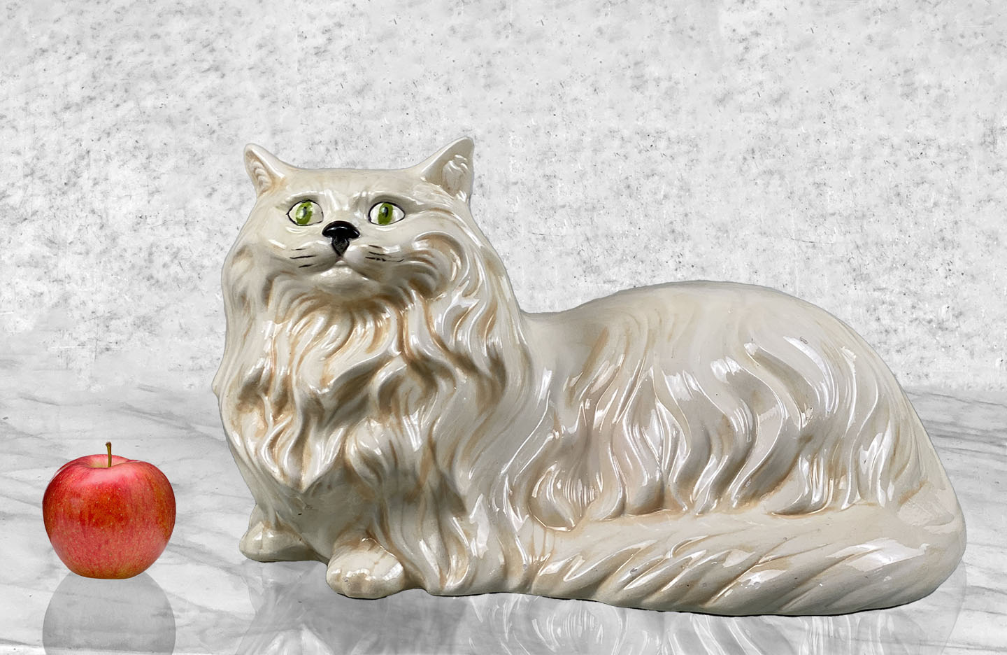 Petite Mid Century Ceramic White Cat Figurine
