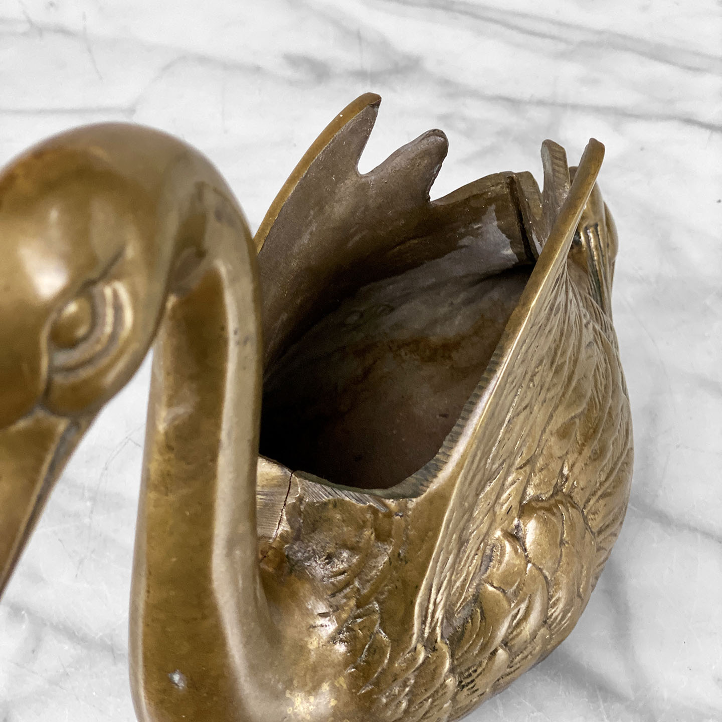 Vintage Traditional Brass Swan Bird Figural Planter - Scranton