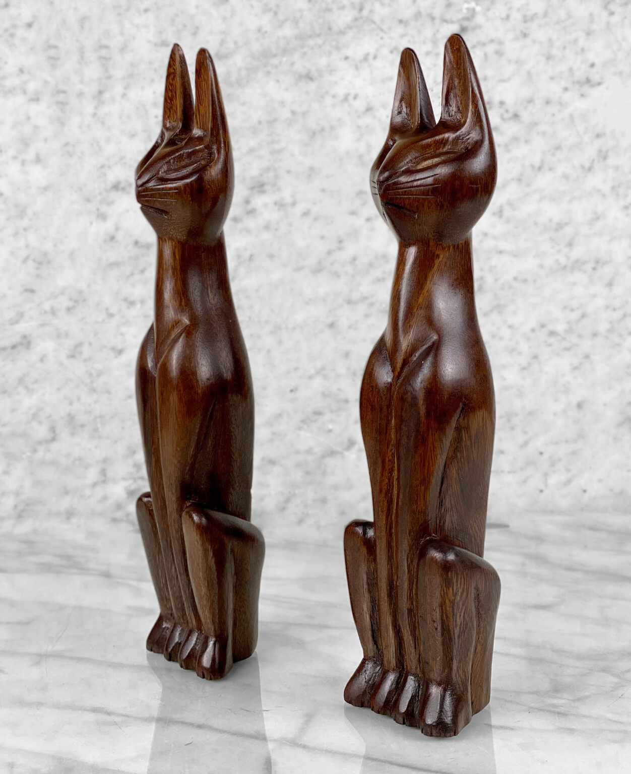 Mid Century Atomic Teak Carved Siamese Cat Sculptures A Pair Scranton Antiques