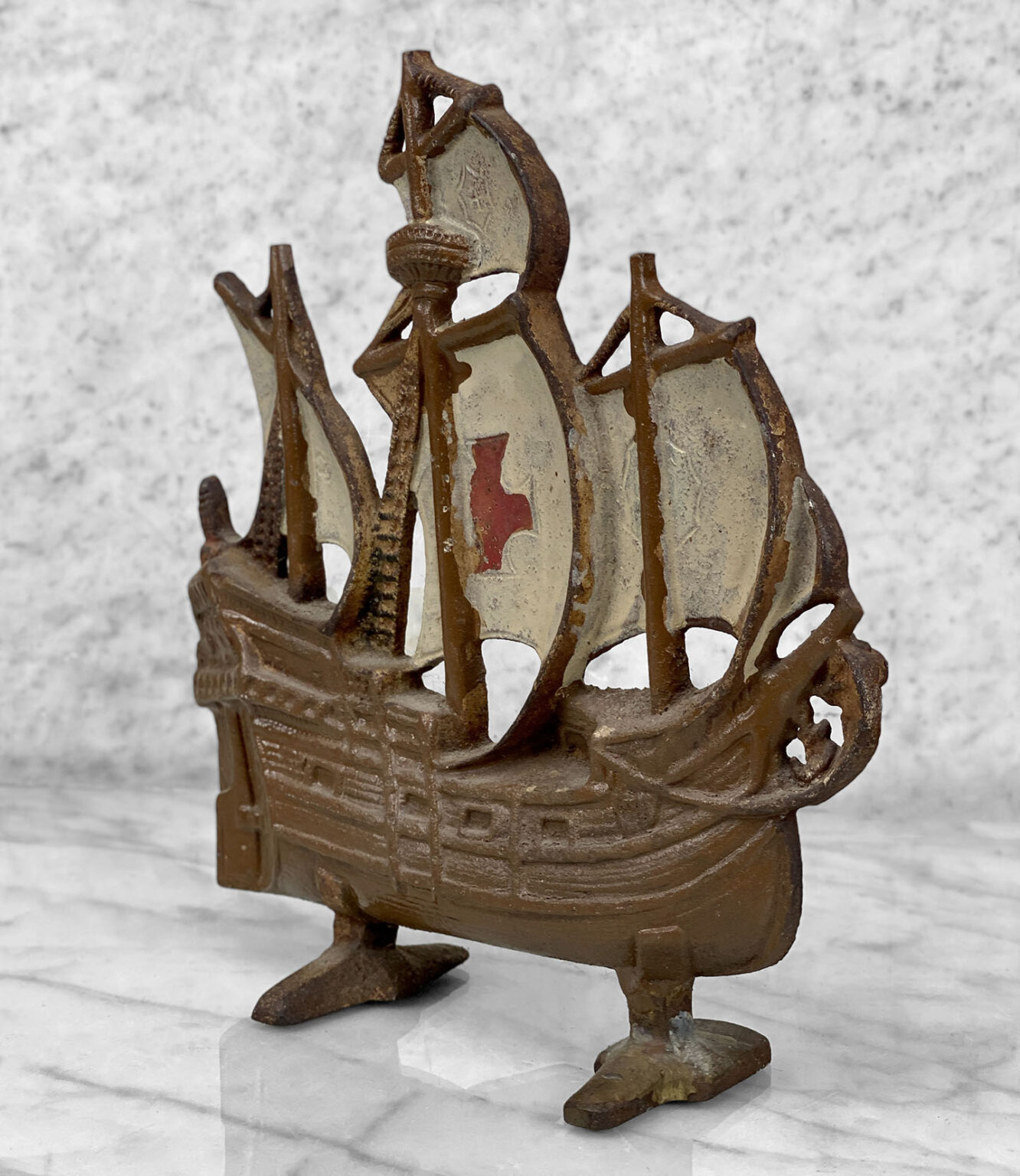 Antique Arts & Crafts Cast Iron Spanish Galleon Ship Doorstop