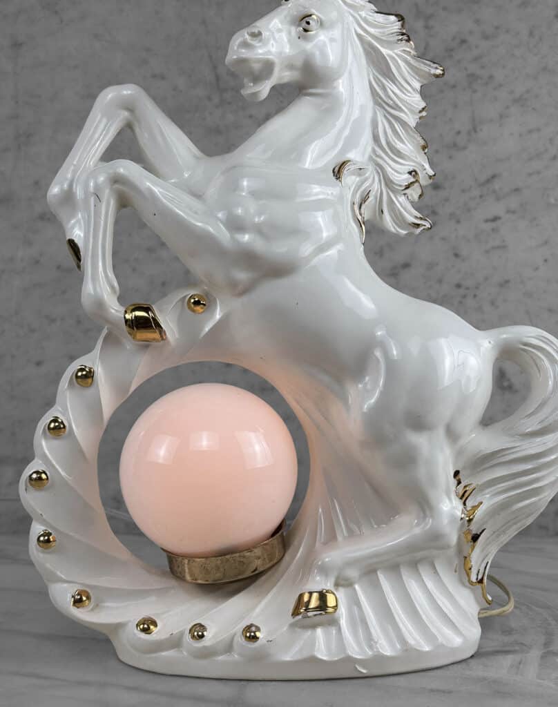 Vintage Hollywood Regency Porcelain Unicorn Orb TV Lamp – Scranton