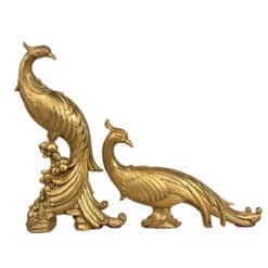 Mid-Century Hollywood Regency Gold Birds of Paradise Sculpture - A Pair