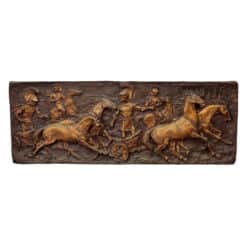 Mid-Century Brutalist Fiberglass Roman Warrior & Horse Wall Sculpture
