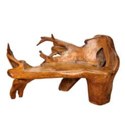 Vintage Monumental Teak Root Burl Sculptural Bench