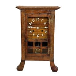 Antique Arts & Crafts Quartersawn Oak Mantle Table Clock