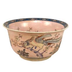 Vintage Japanese Porcelain & Enamel Birds of Paradise Planter Bowl