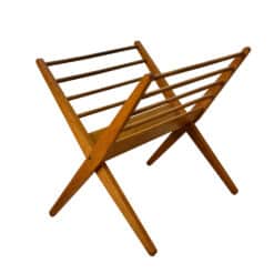 Mid-Century Danish Teak Doweled Magazine Rack Record Stand