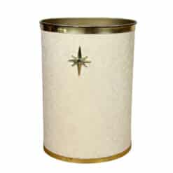 Mid-Century Atomic Sunburst Gold & Ivory Trash Can Waste Basket