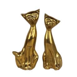 Mid-Century Brass Siamese Cat Sculpture - A Pair