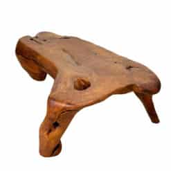 Vintage Teak Root Burl Live Edge Sculptural Bench Coffee Table