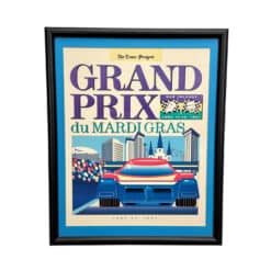 Vintage Modernist Grand Prix Du Mardi Gras Original Lithograph Framed Art