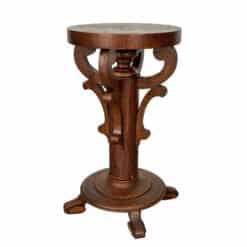 Antique Traditional Quartersawn Oak Round Plant Stand Pedestal Table