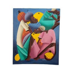 Vintage Haitian Abstract Figural Oil on Canvas Painting by Laurent Casimir